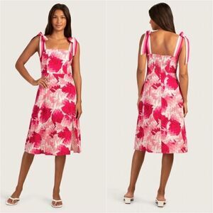 NWT Trina Turk Jolie Flower Child Midi White Pink DressTank Size M